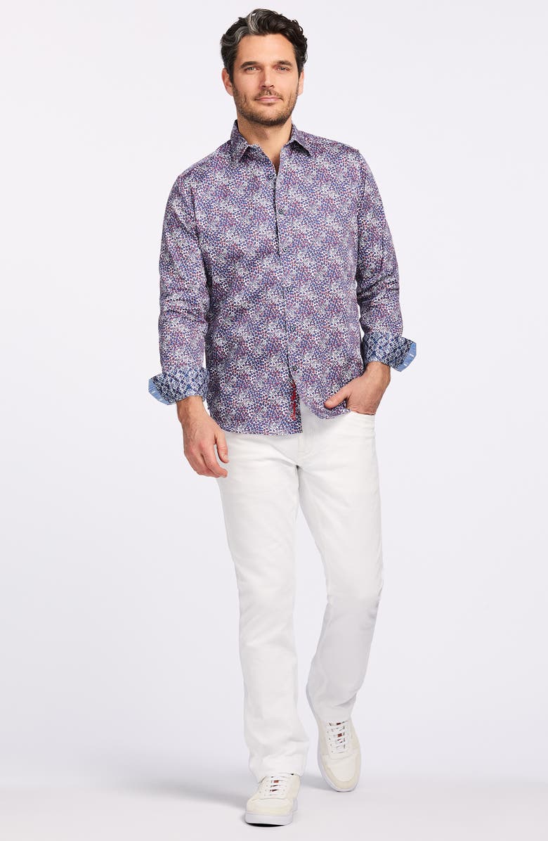 Robert Graham Abstract Dot Print Cotton Button-Up Shirt, Alternate, color, Blue Multi