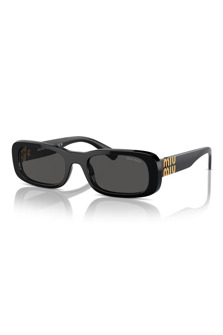 53mm Rectangular Sunglasses, Alternate, color, BLACK