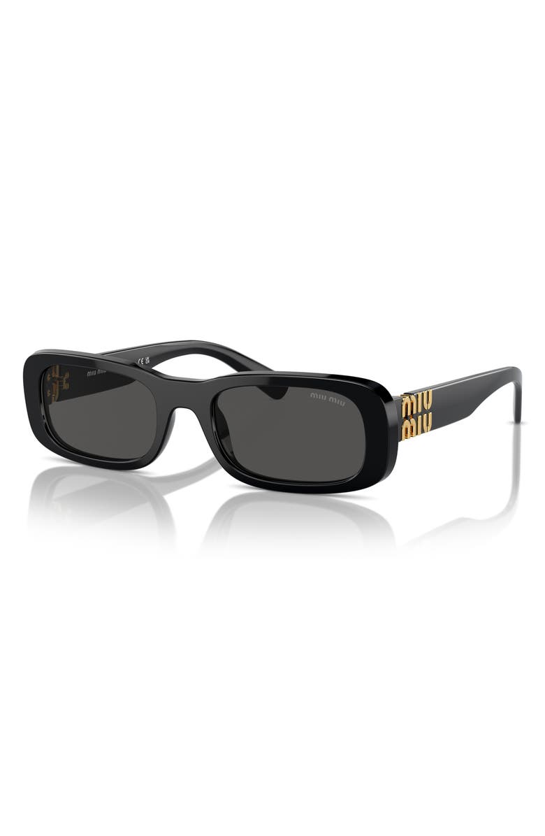 Miu Miu 53mm Rectangular Sunglasses, Alternate, color, Black