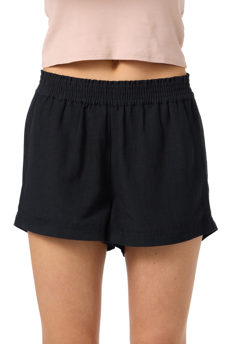 Sanders Smocked Waist Shorts, Main, color, BLACK