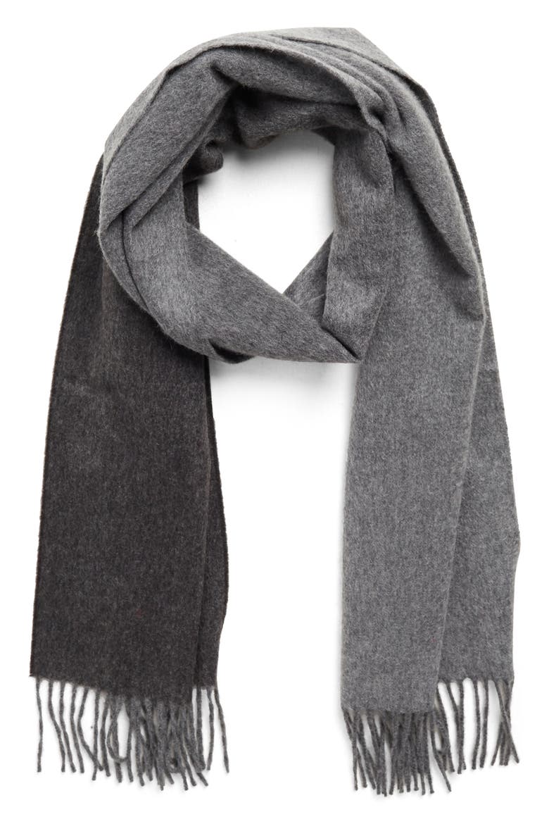 Cashmere Ombre Fringe Scarf, Main, color, GREY