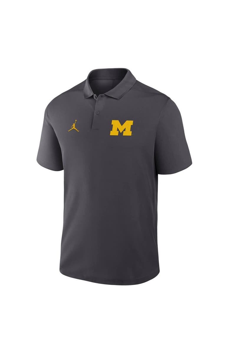 Jordan Brand Men's Jordan Brand Anthracite Michigan Wolverines Primetime Victory Primary Logo Performance Polo, Alternate, color, Anthracite