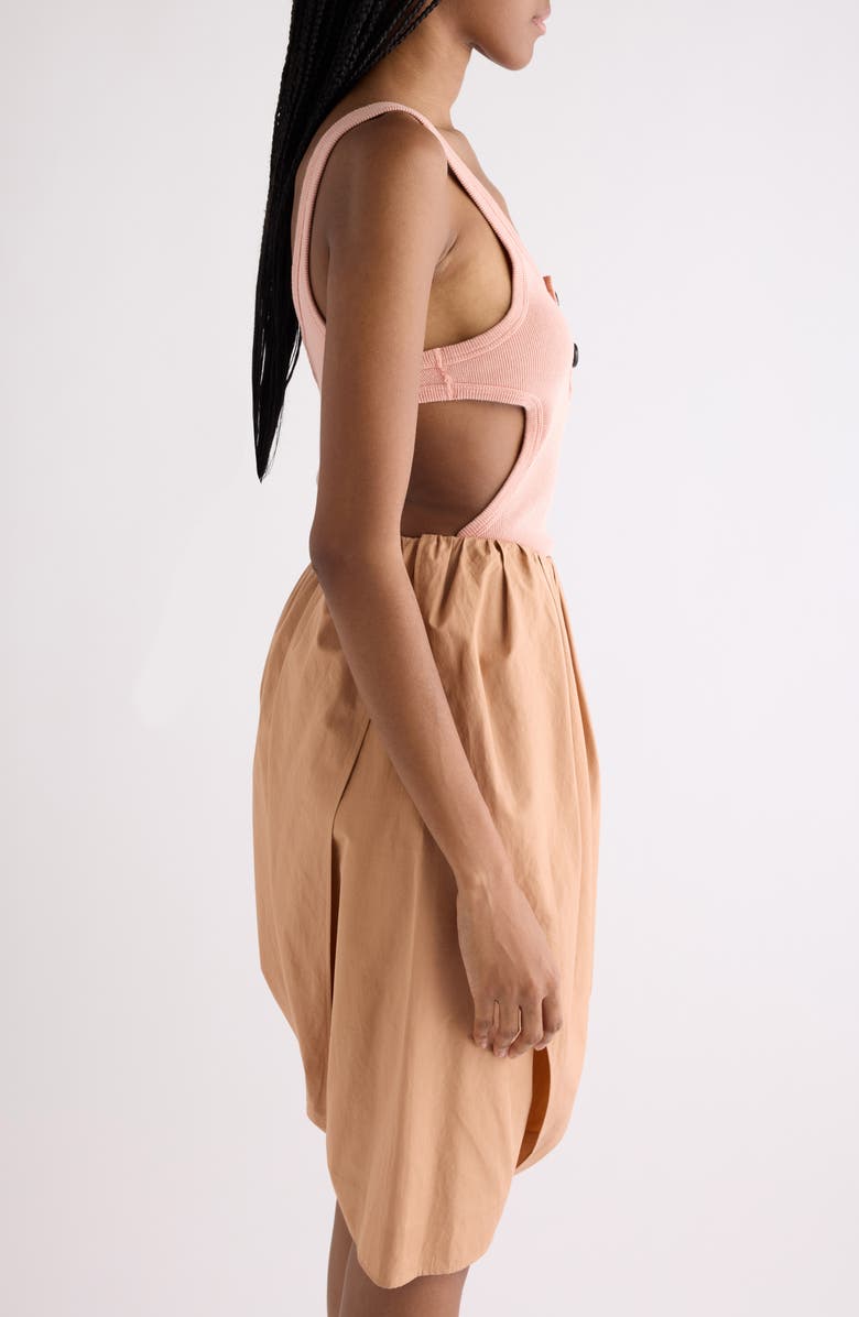 Chloé Cutout Flatlock Rib Cotton Jersey Henley Tank, Alternate, color, Coral Sand