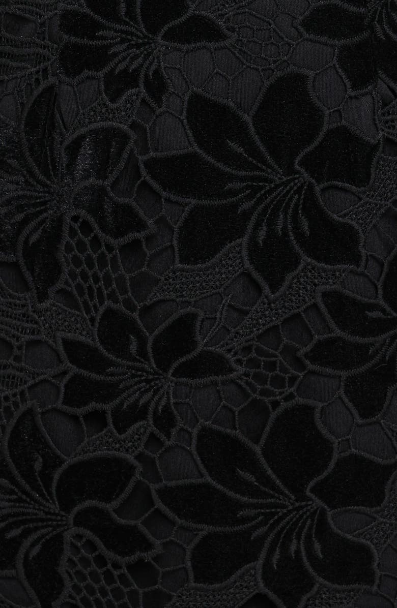 Petal & Pup Cynthia Lace & Velvet Long Sleeve Minidress, Alternate, color, Black