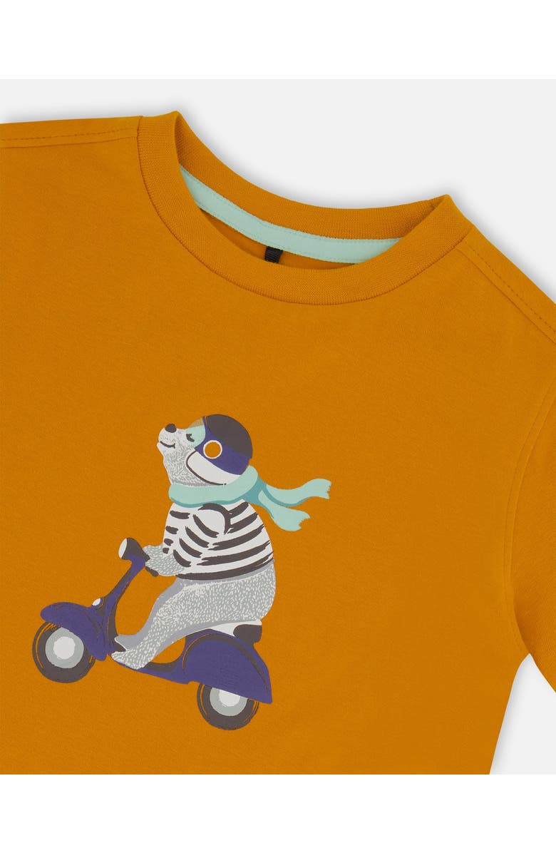 Deux par Deux Baby Boy's Organic Cotton Tee Vibrant Orange And Blue Vespa, Alternate, color, 