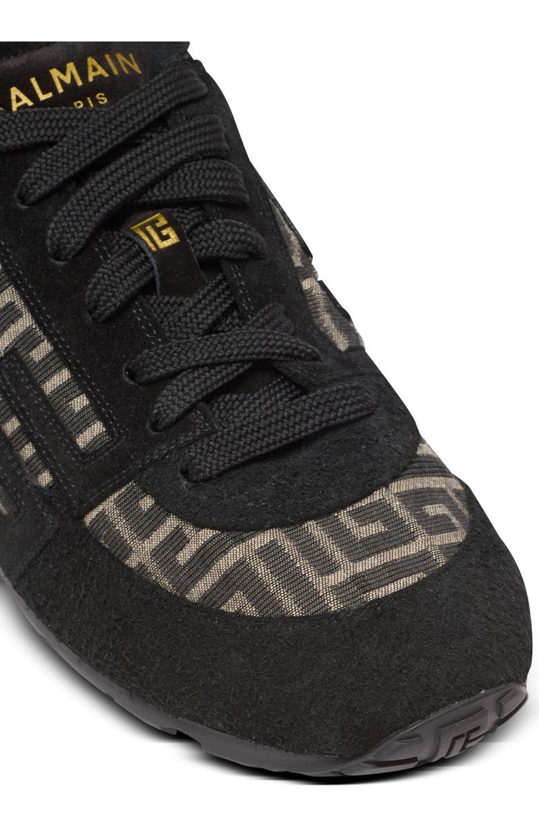 Balmain Racer 45 monogram jacquard trainers, Alternate, color, Black