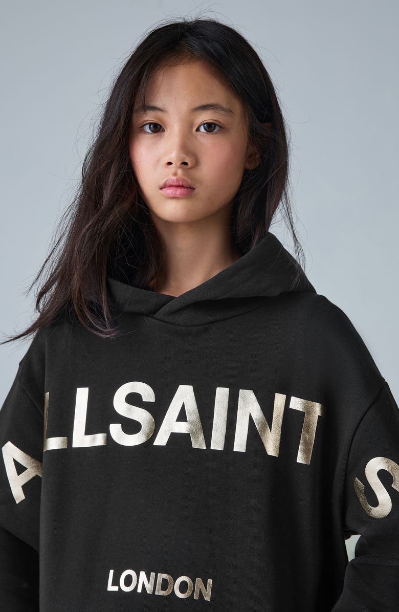 smALLSAINTS by ALLSAINTS Kids
 Metallic Graphic Oversize Hoodie, Alternate, color, Black
