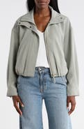 MAX STUDIO Bubble Hem Crop Bomber Jacket