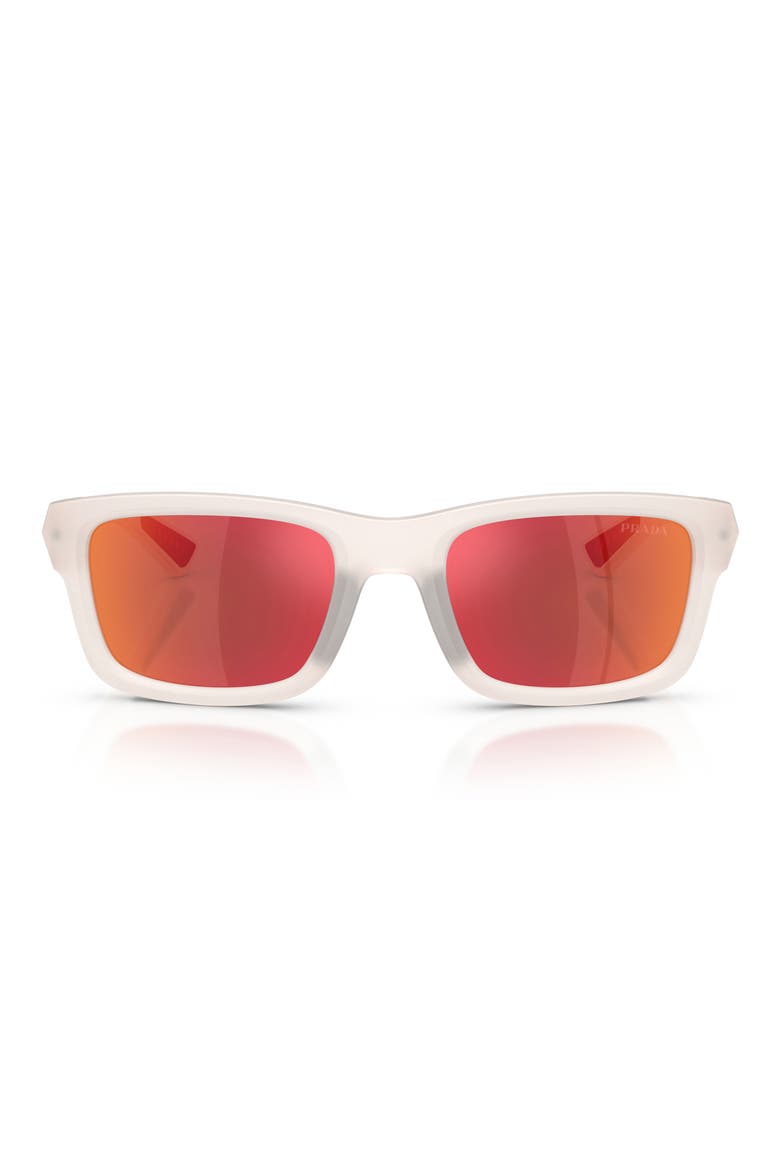 54mm Mirrored Irregular Sunglasses, Main, color, CRYSTAL / BROWN ORANGE