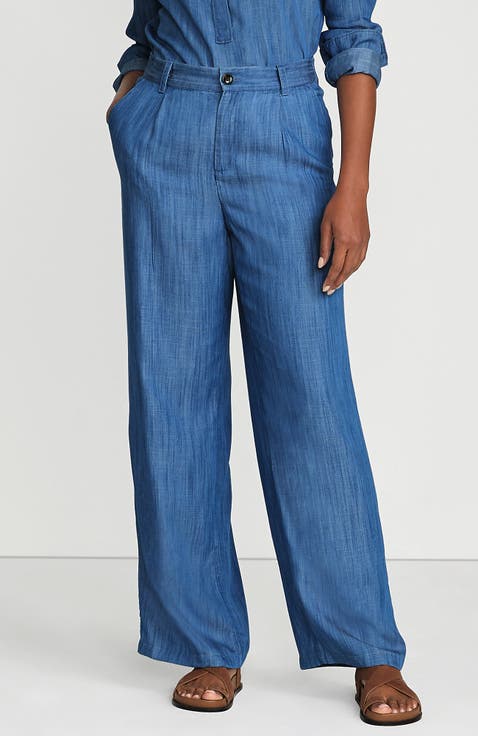 High Rise Elastic Back Pleated Wide Leg Pants made with TENCEL Fibers
