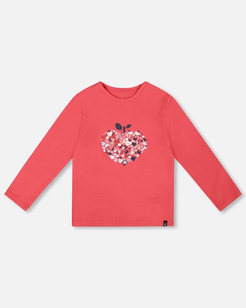 Deux Par Deux Kids'  Organic Cotton T-shirt With Mini Apples In Pink