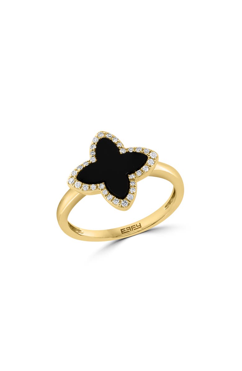 EFFY Onyx & Diamond Clover Ring - 0.11ct., Main, color,