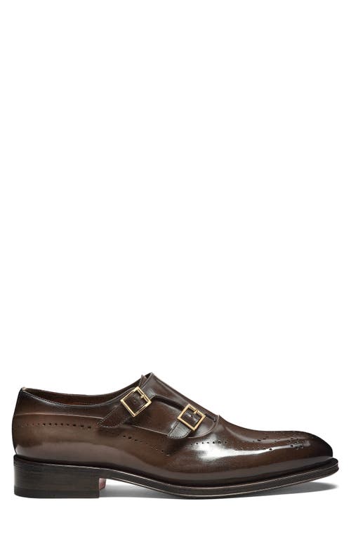 Santoni Kaj Double Monk Strap Shoe In Brown