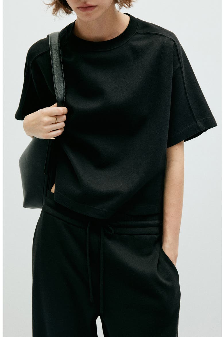 Seam Detail T-Shirt, Main, color, BLACK