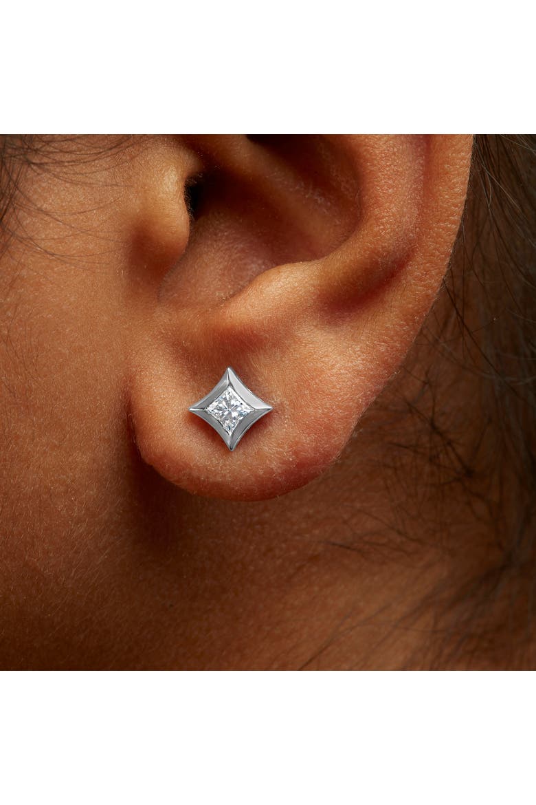 10K White Gold 1/2 Ct Invisible Princess Stud Earrings, Alternate, color, White