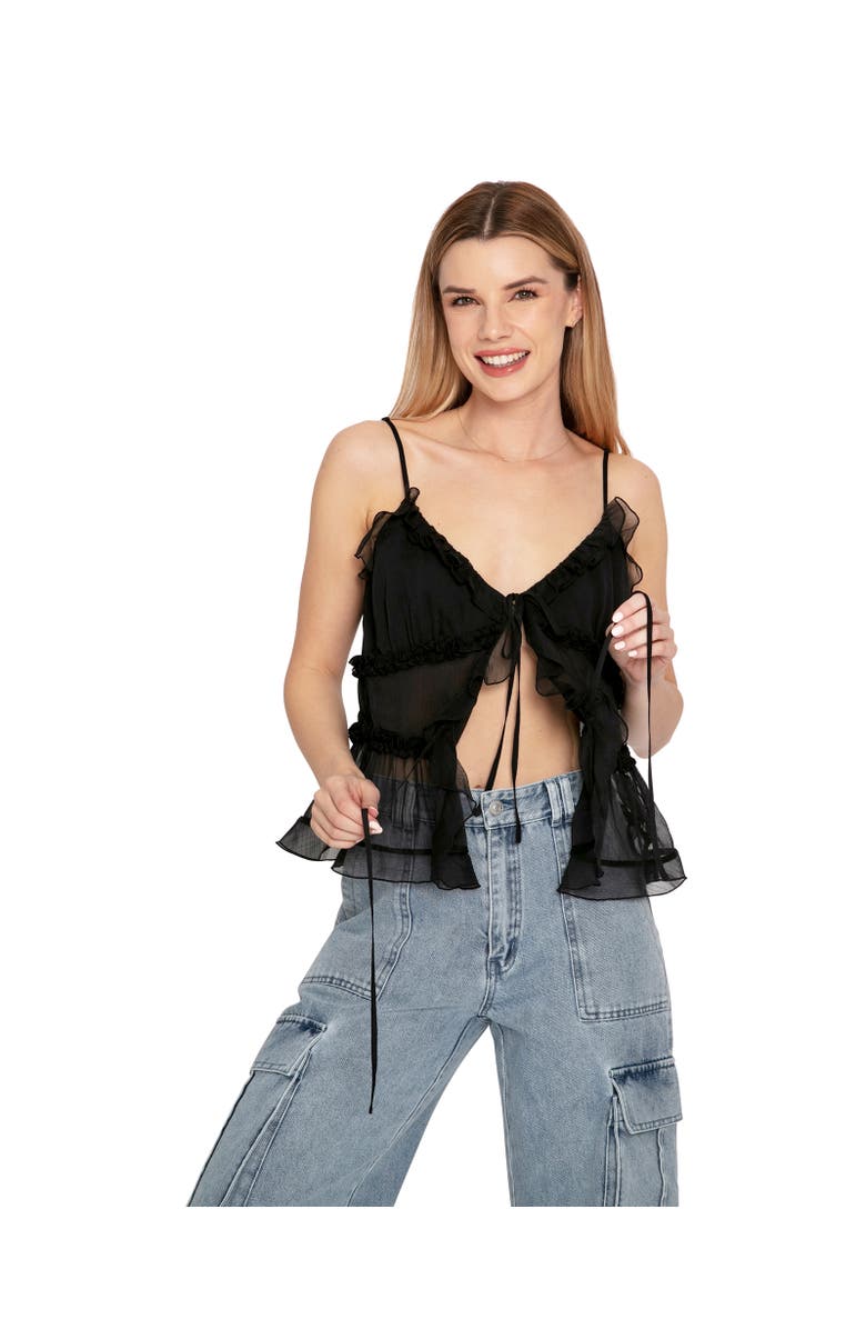 Belle & Bloom Heart Of Glass Chiffon Cami, Alternate, color, Black