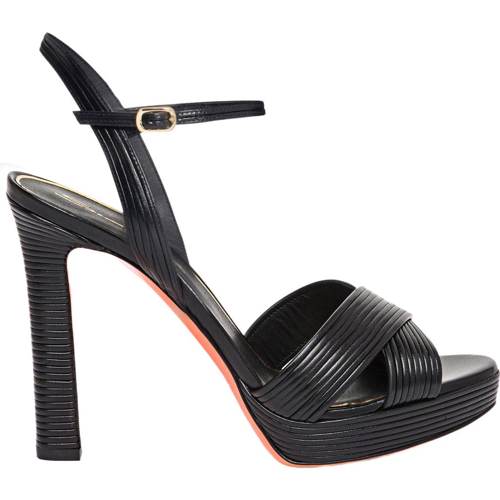 Santoni Leather High-heel Sandal In Black