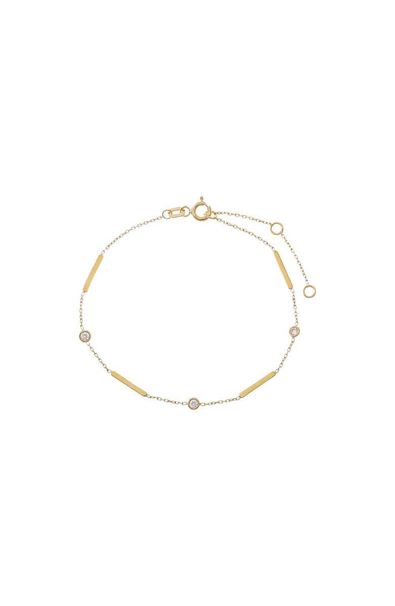 BY ADINA EDEN Diamond Bar & Bezel Charm Bracelet 14K, Main, color, 14K Gold