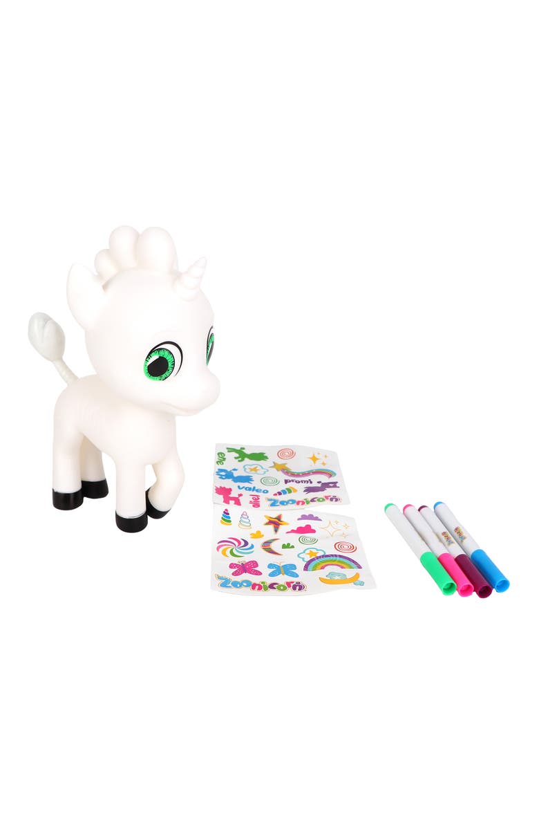 Zoonicorn Color Me 8 Inch Figure Customizable Toy with Markers & Stickers, Kids 3+, Main, color, Multicolored