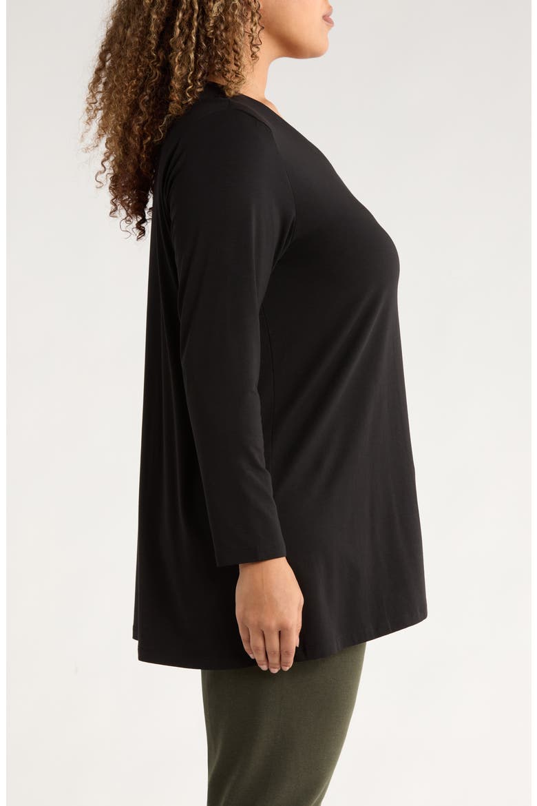 Long Sleeve V-Neck Tunic Top, Alternate, color, BLACK