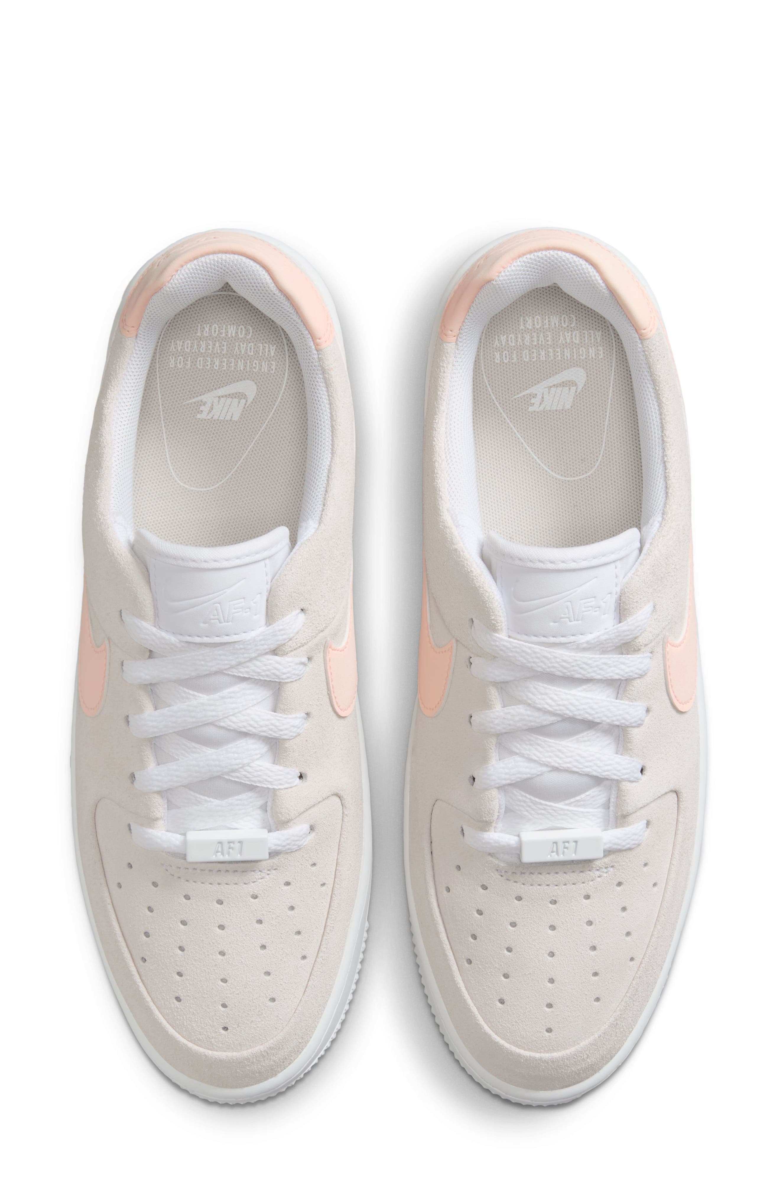 Nike Air Force 1 Sage Low Platform Sneaker, Alternate, color, White/ Guava Ice-Sail