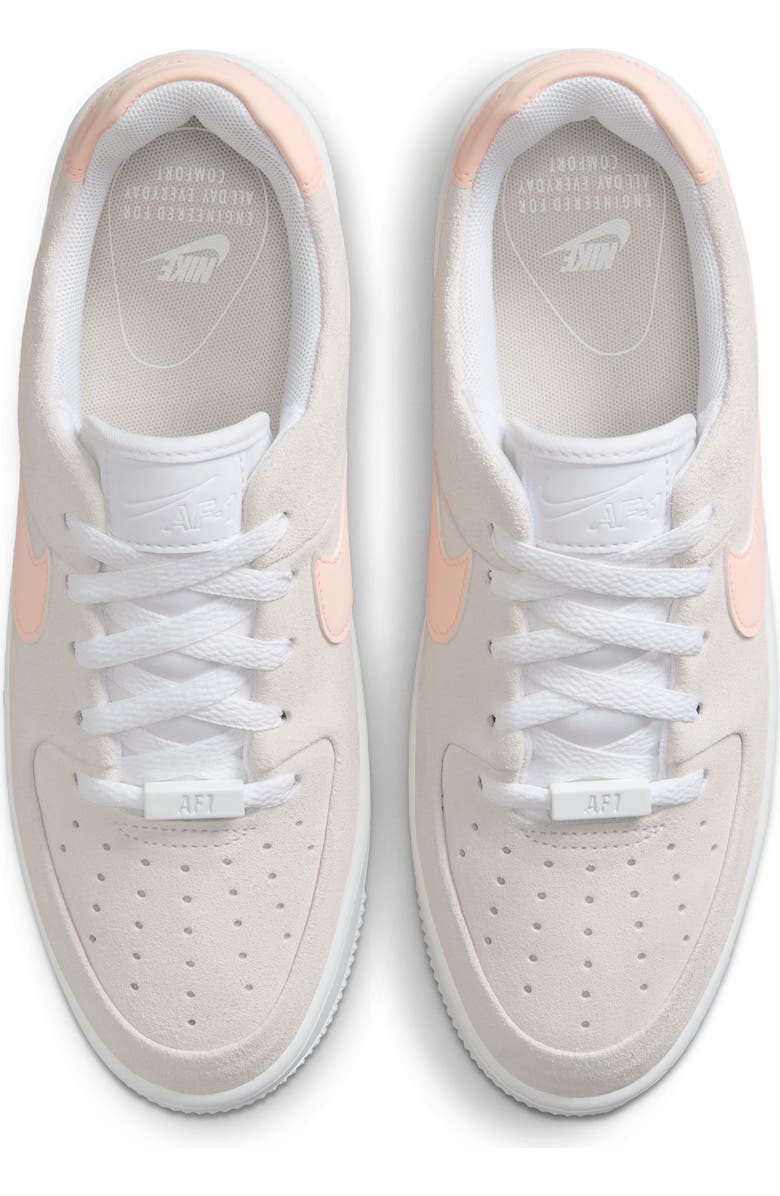Nike Air Force 1 Sage Low Platform Sneaker, Alternate, color, White/ Guava Ice-Sail