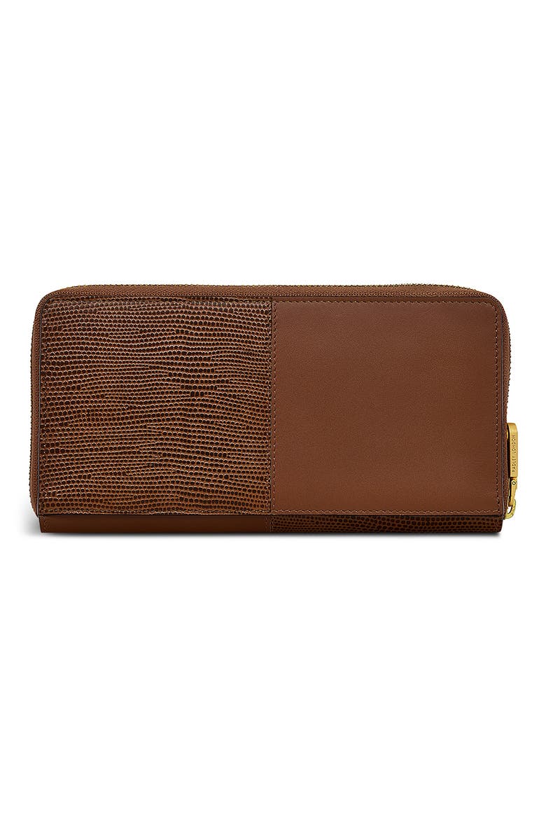 Mount Row Lizard Embossed Zip Continental Wallet, Alternate, color, SADDLE