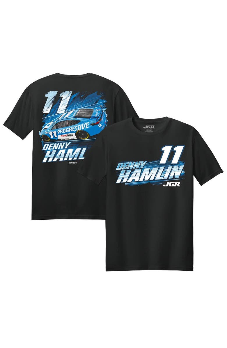 JOE GIBBS RACING TEAM COLLECTION Men's Joe Gibbs Racing Team Collection Black Denny Hamlin Progressive Car T-Shirt, Main, color, Black