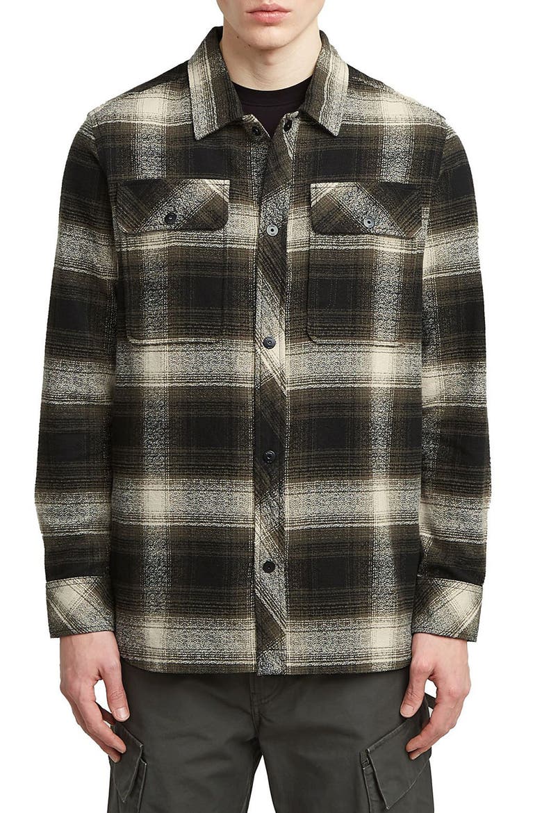 GPO Plaid Cotton Snap-Up Overshirt, Main, color, ASFALT ARTHUR CHECK