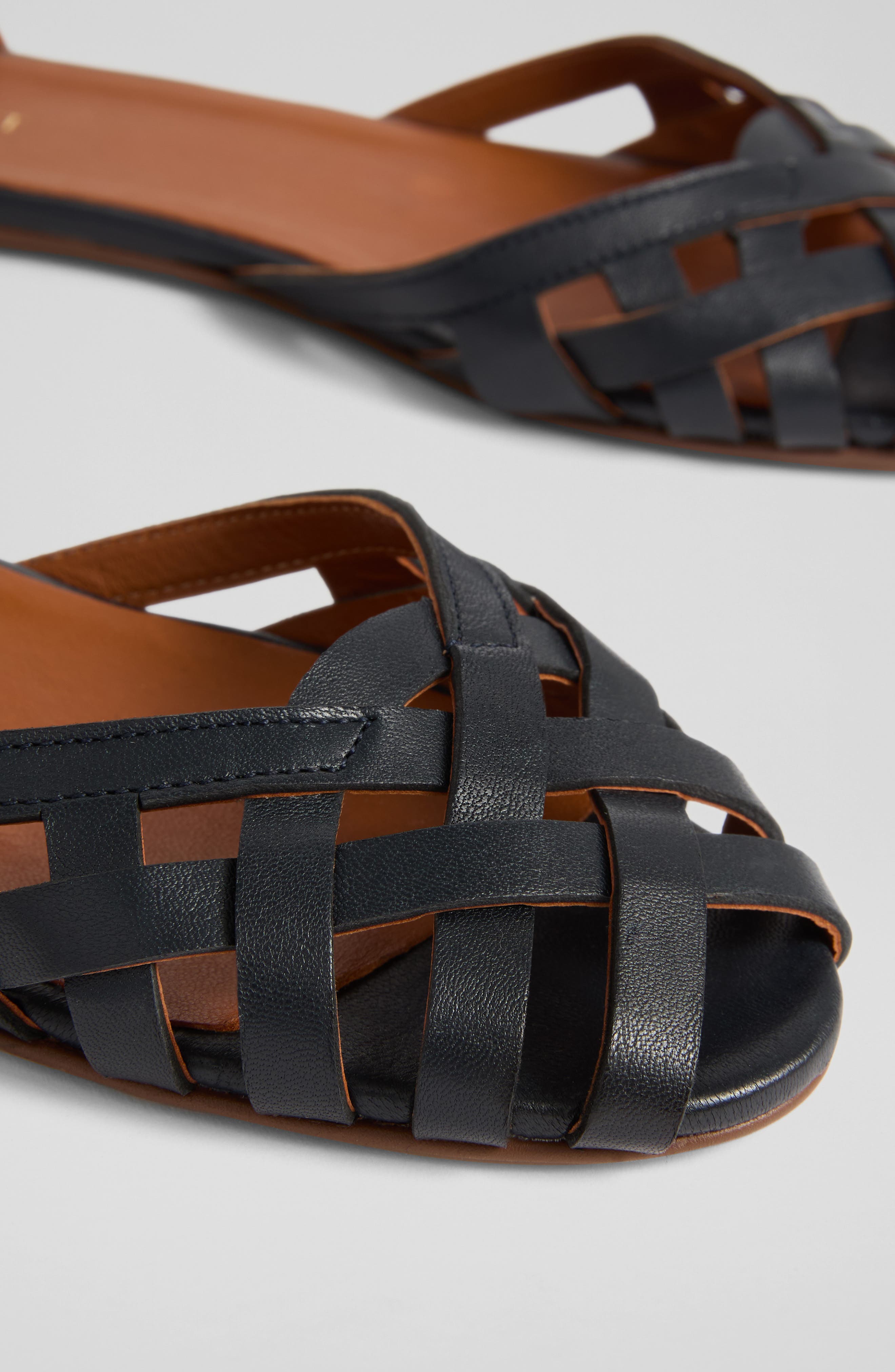 LK Bennett Bianca Plaited Ankle Strap Sandal, Alternate, color, Blu-Dark Navy