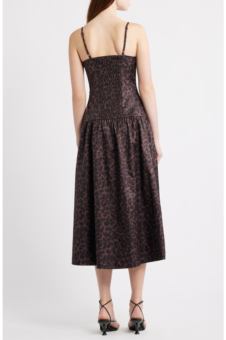 Leopard Bow Front Satin Midi Cocktail Dress, Alternate, color, LEOPARD