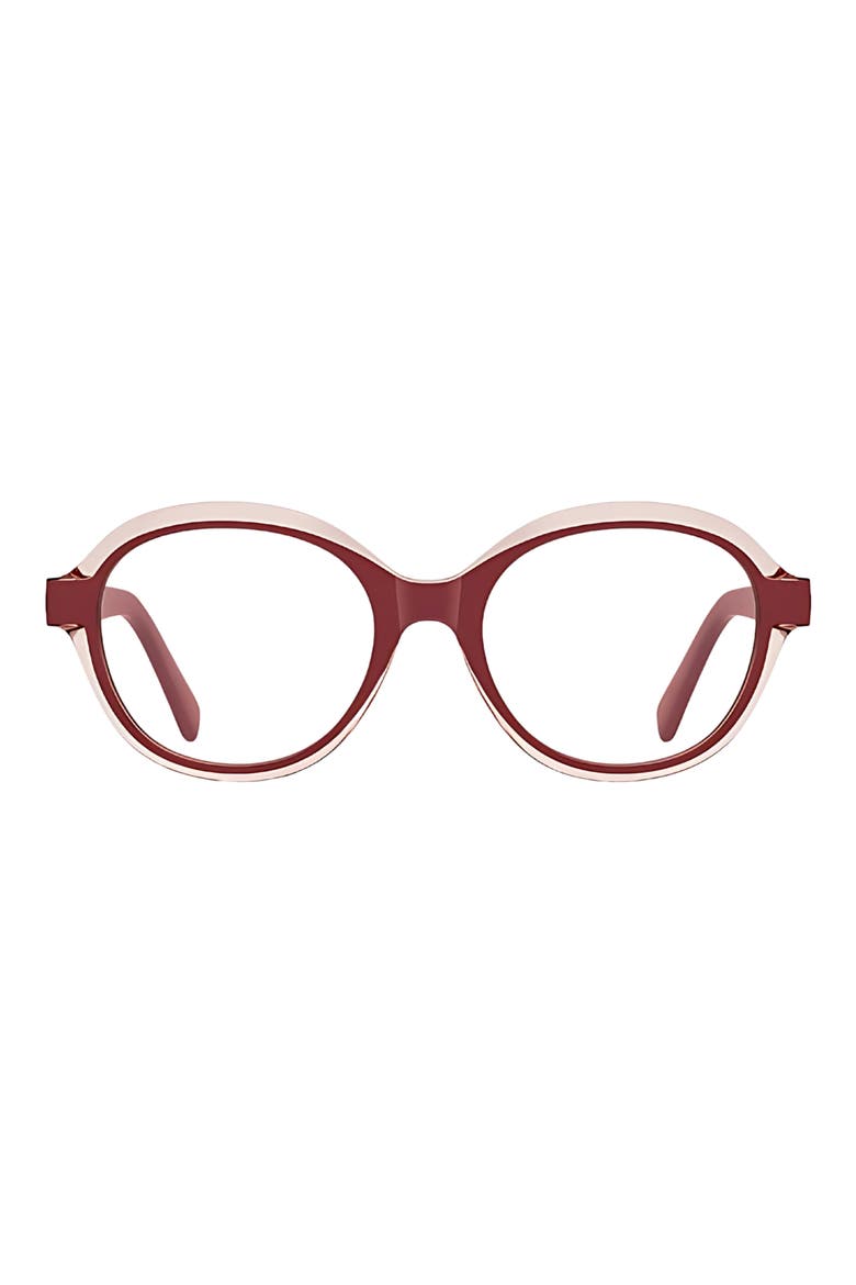 Hollis 50mm Round Blue Light Blocking Glasses, Main, color, CRANBERRY / CLEAR