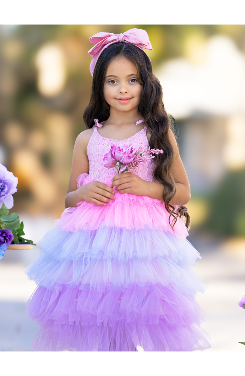 Mia Belle Girls Girls Unicorn Lace Tiered Tutu Dress, Alternate, color, 