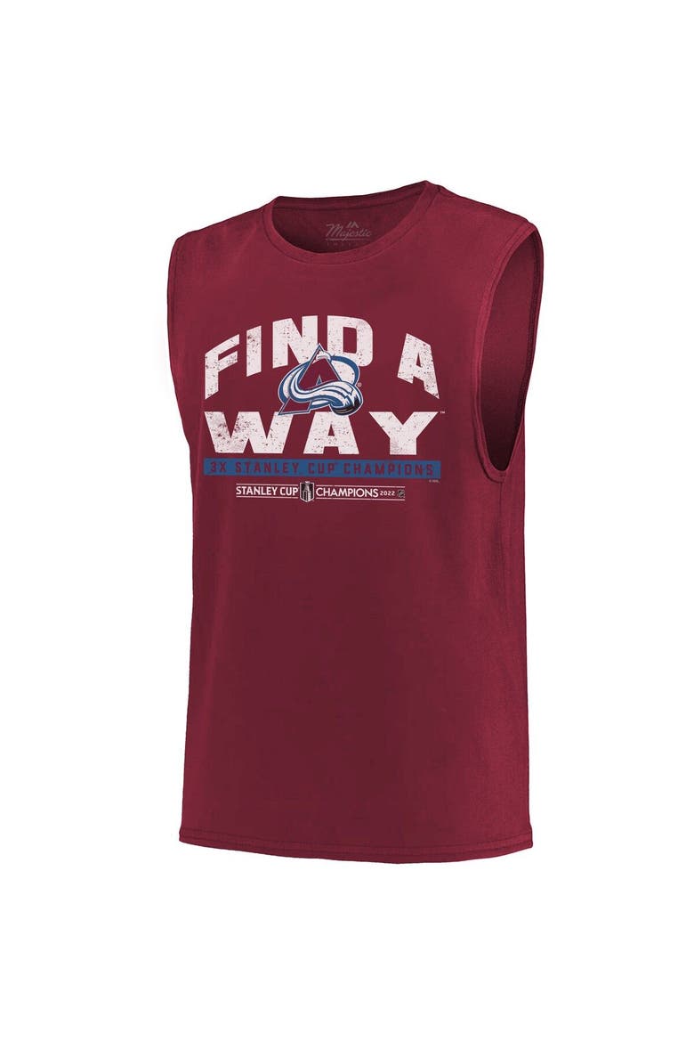 Men's Majestic Threads Burgundy Colorado Avalanche 2022 Stanley Cup Champions Softhand Muscle Tank, Alternate, color, Burgundy