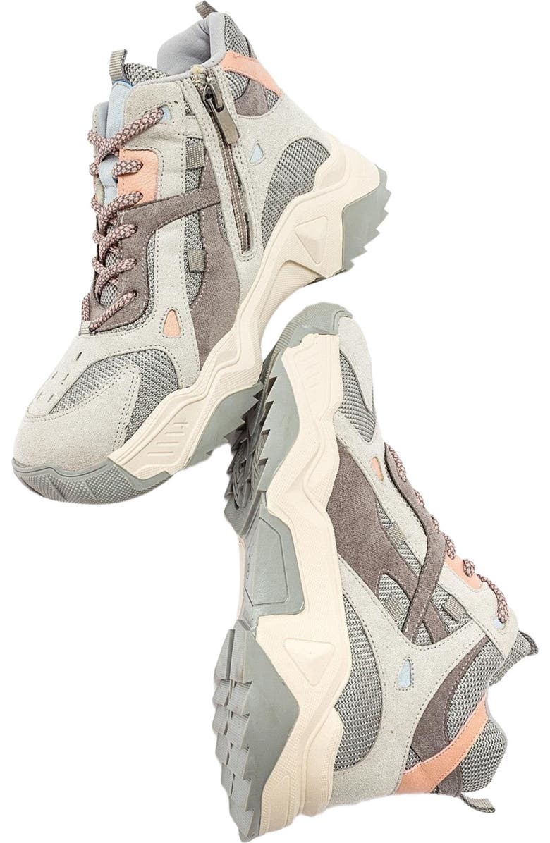 Prologue Shoes Lowel Sneaker Boot, Alternate, color, Light Grey Faux Leather