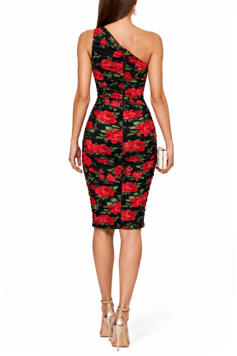 One-Shoulder Body-Con Midi Dress, Alternate, color, CARNATION FLORAL