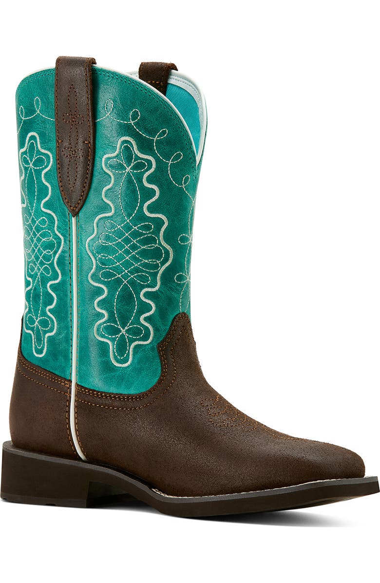 Ariat Callie Distressed Western Boot, Main, color, Brown