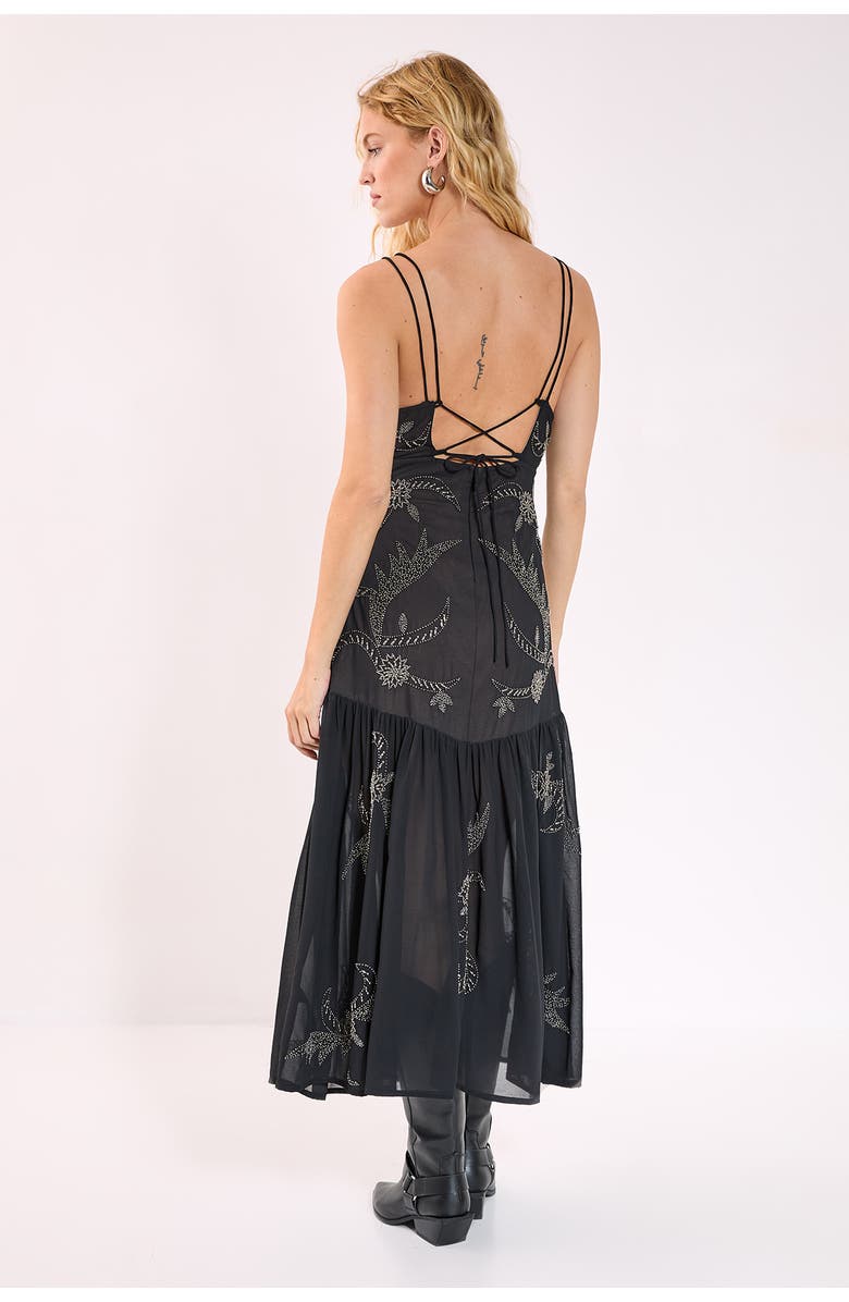 NASTY GAL Ring Cut Out Volume Maxi Dress, Alternate, color, Black