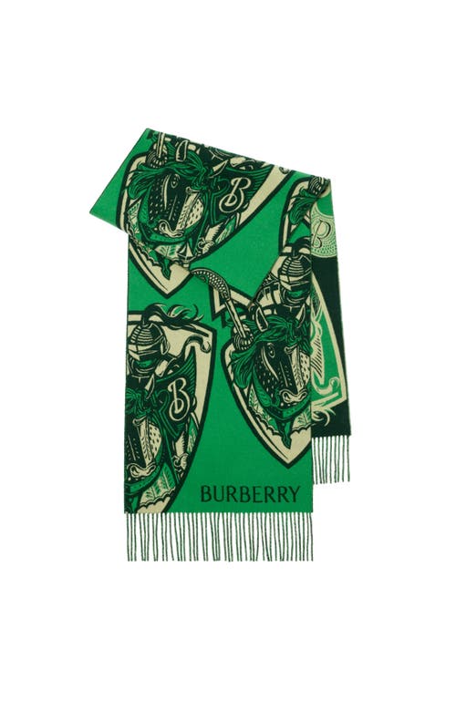 Burberry Charging Knight Wool Cashmere Scarf In Green