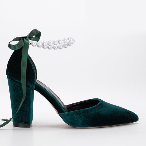 Forever & Always Shoes Women's Denise - Emerald Green Heels With Pearls In Emerald Green