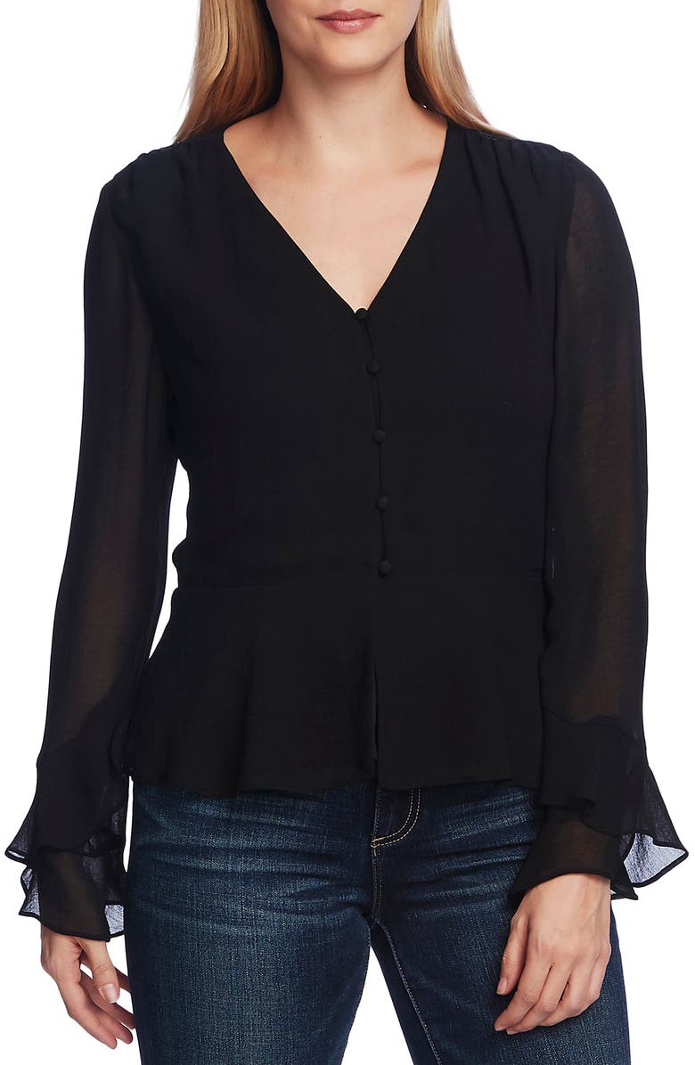 Vince Camuto Long Chiffon Sleeve Blouse, Main, color, 