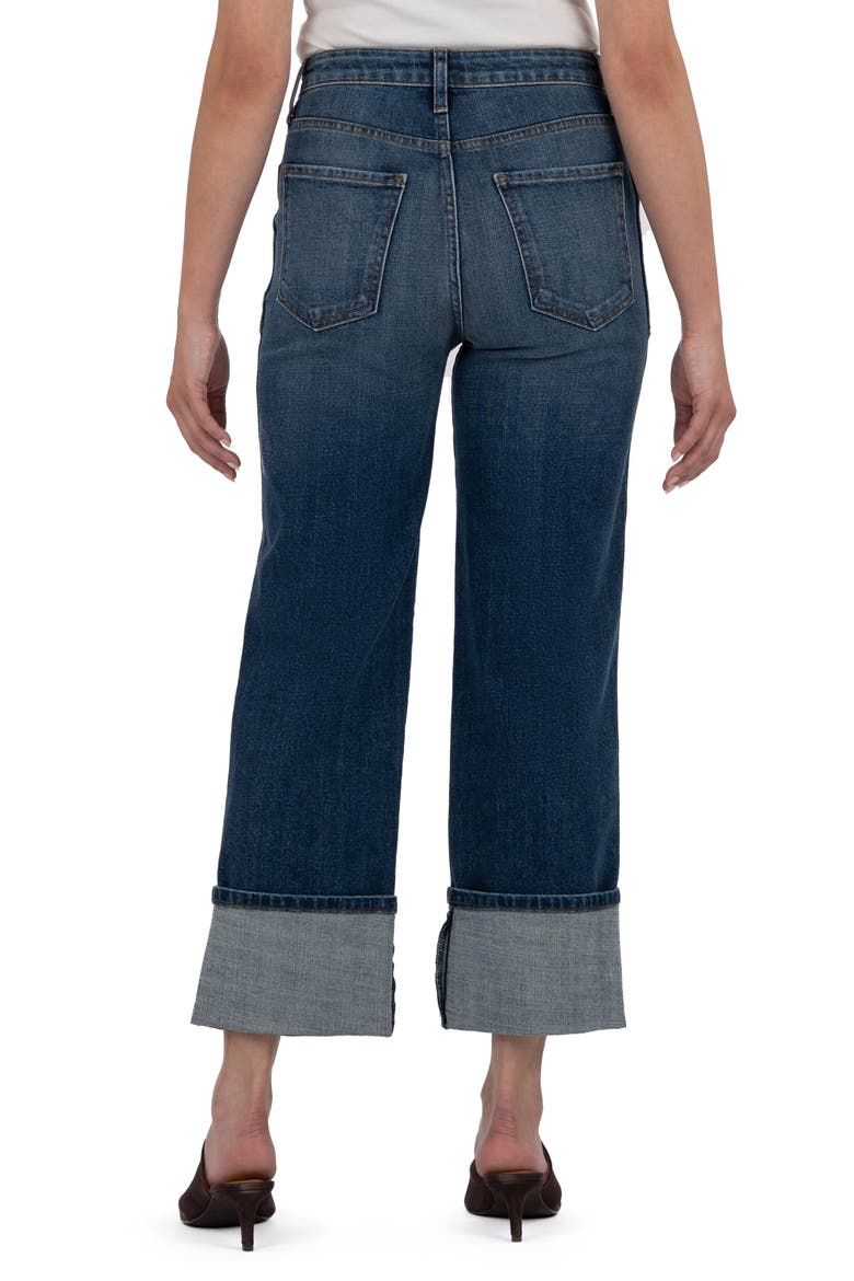 Sienna Cuffed High Waist Relaxed Straight Leg Jeans, Alternate, color, SERENE W/DK BA