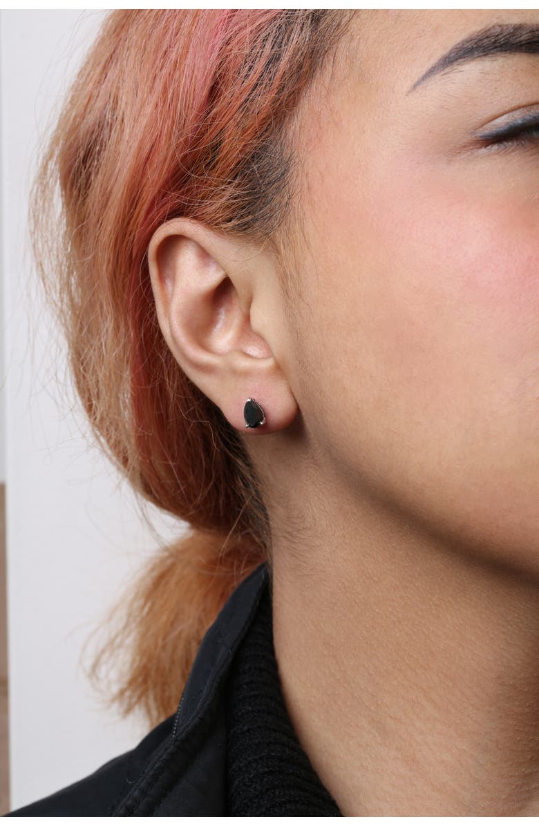 Haus of Brilliance 14K White Gold 2.00 Ct Pear Black Diamond Stud Earrings, Alternate, color, White