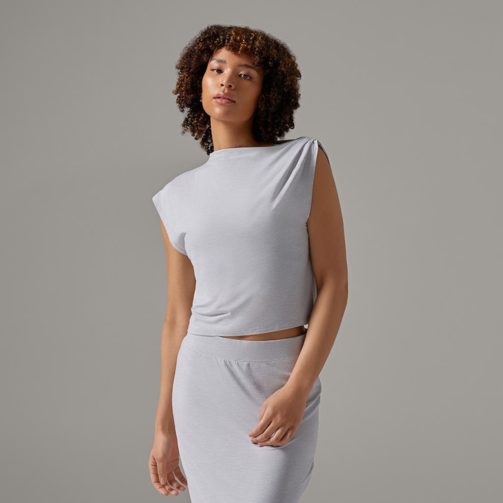 Tavi Brushed Tec Knit Asymmetrical Tee In Gray