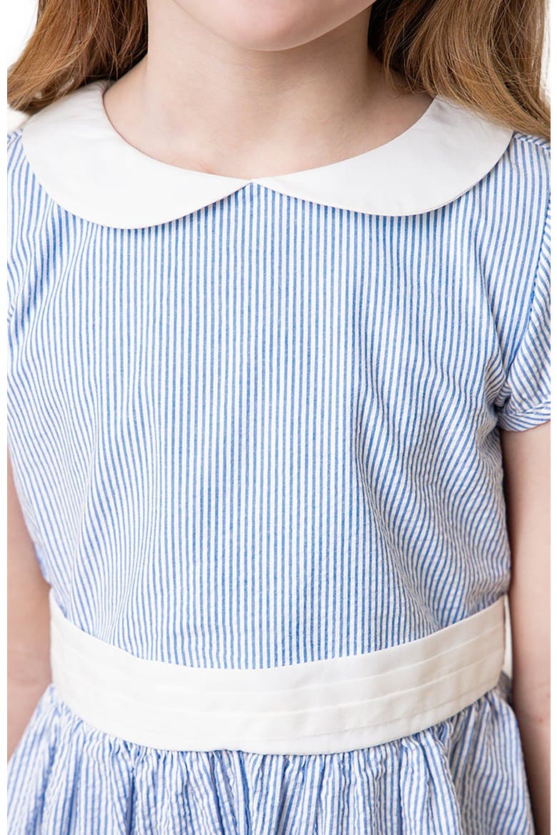 Girls' Organic Seersucker Peter Pan Collar Dress, Toddler, Alternate, color, Blue Seersucker