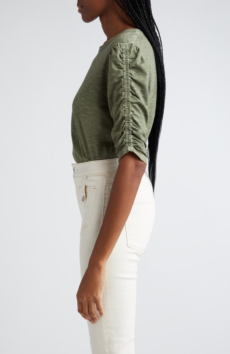 Veronica Beard Waldort Ruched Sleeve Pima Cotton Top, Alternate, color,
