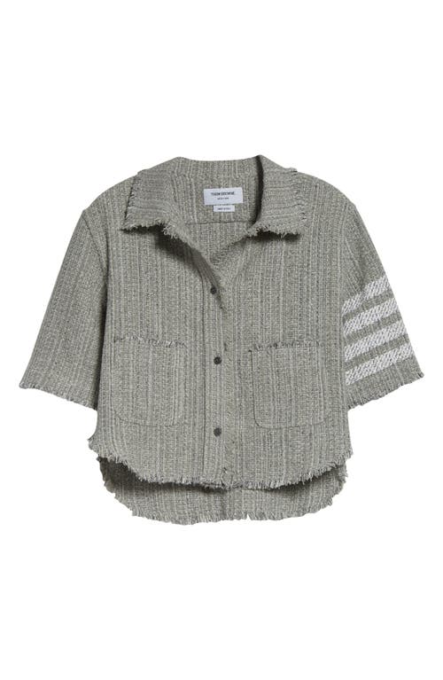 Thom Browne 4-bar Short Sleeve Eyelash Tweed Crop Shirt Jacket