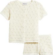 Princess Polly Sun Still Shines Pointelle Stitch Button-Up Top & Shorts