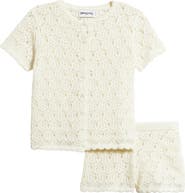 Princess Polly Sun Still Shines Pointelle Stitch Button-Up Top & Shorts