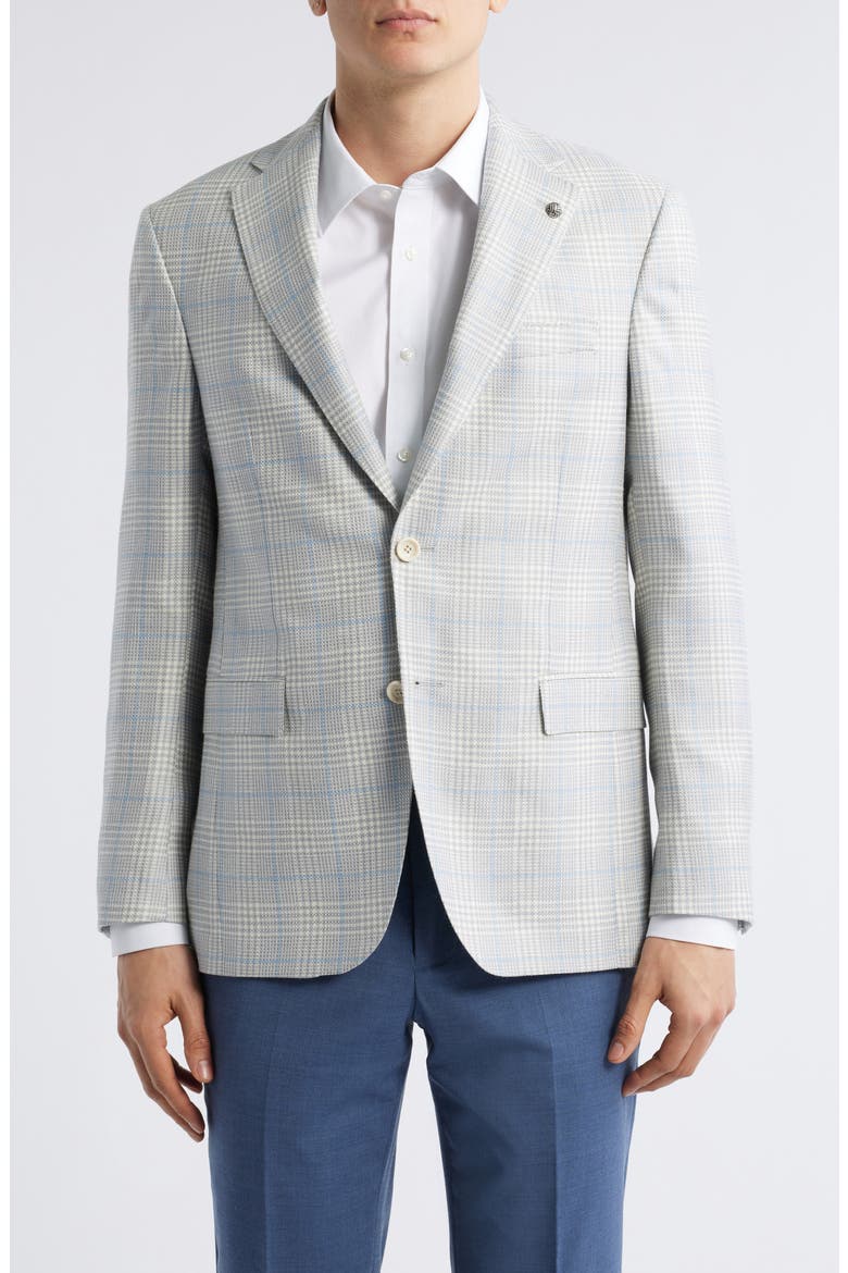 Midland Deco Plaid Wool & Silk Blend Sport Coat, Main, color, LIGHT GREY